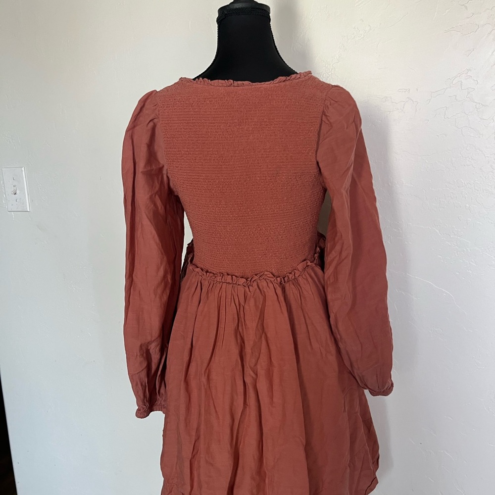 Anthropologie Erin Fetherston Babydoll Summer Dress Terracotta Scandi Girl Boho - Picture 3 of 9